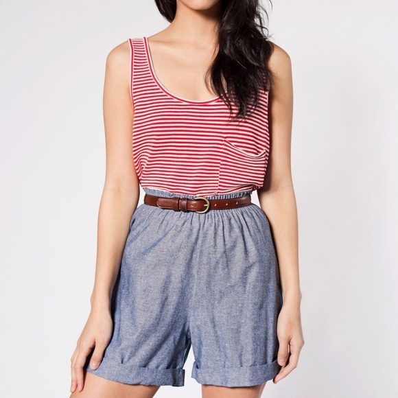 American Apparel Pants - American Apparel High-Waist Chambray Cuff Short